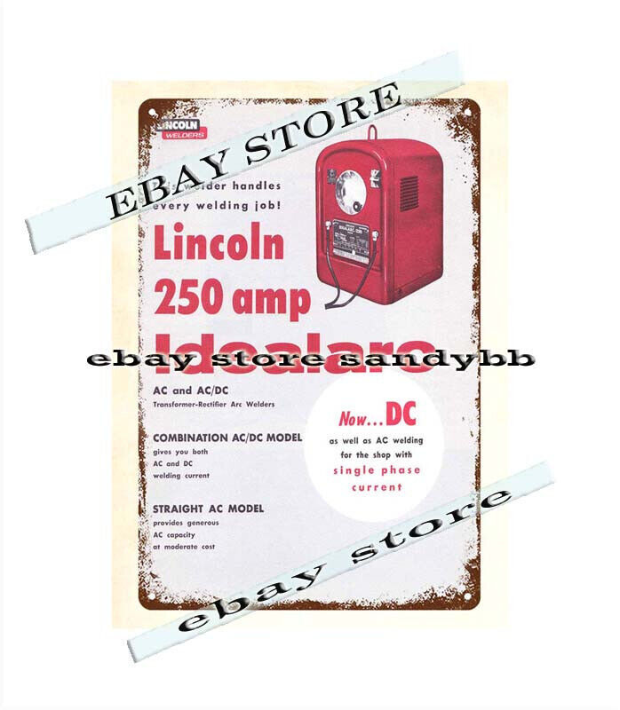 repro collectible 1963 Lincoln 250 Amp Idealarc hardware garage metal tin sign