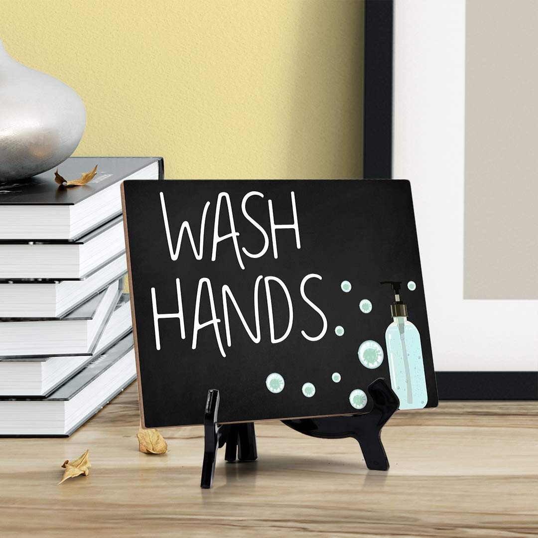 Signs ByLITA Wash Hands, Hygiene Table Sign, 6″ x 8″