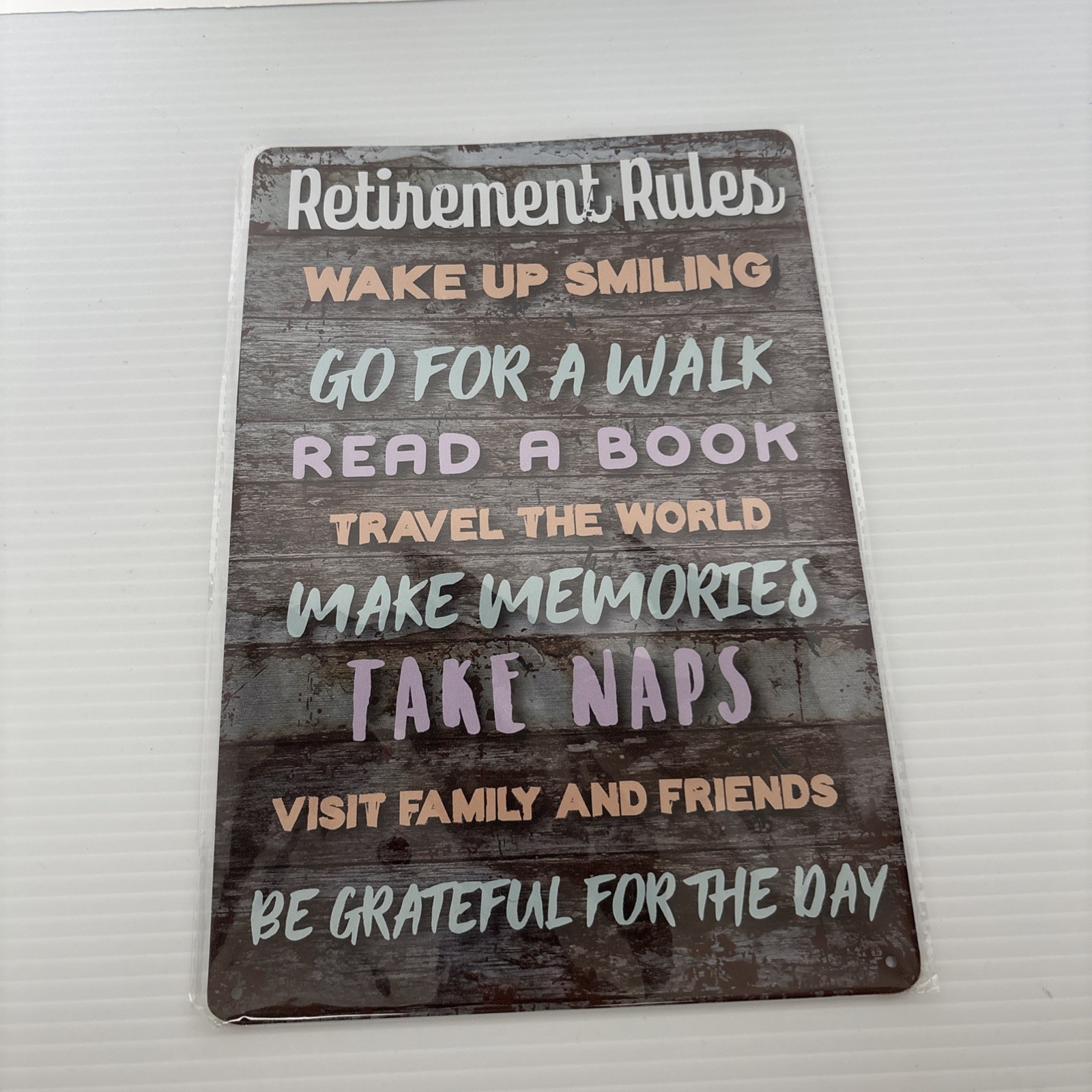 New Metal Sign Retirement Rules Vintage Style Indoor Outdoor Plank Look