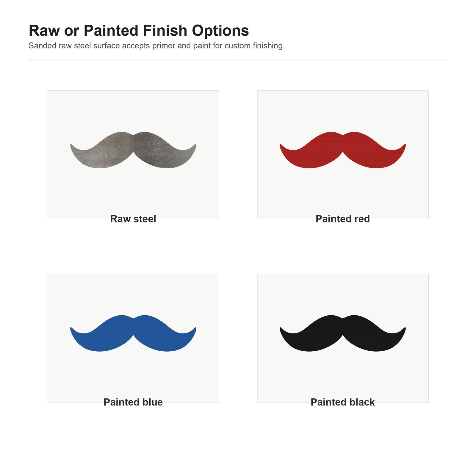 Mustache Steel Cutout Shape, Raw Metal Wall Art and Craft Supply