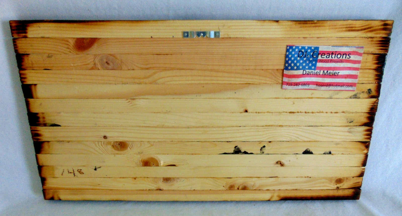 Handmade Custom Wooden American Flag Distressed Burnt Wood 17 x 9 USA Made F