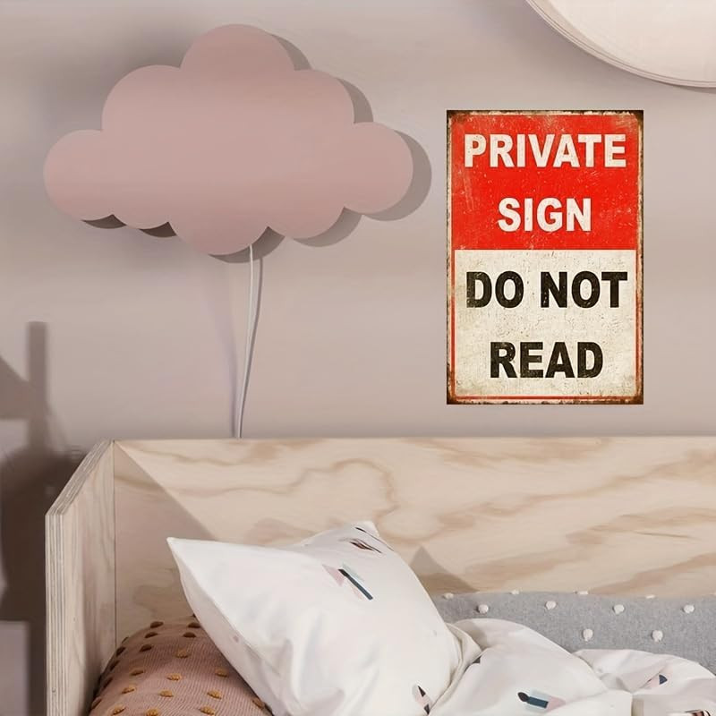 Private Sign Do Not Read Funny Tin Metal Sign 12X8 Inch – Retro Vintage Wall