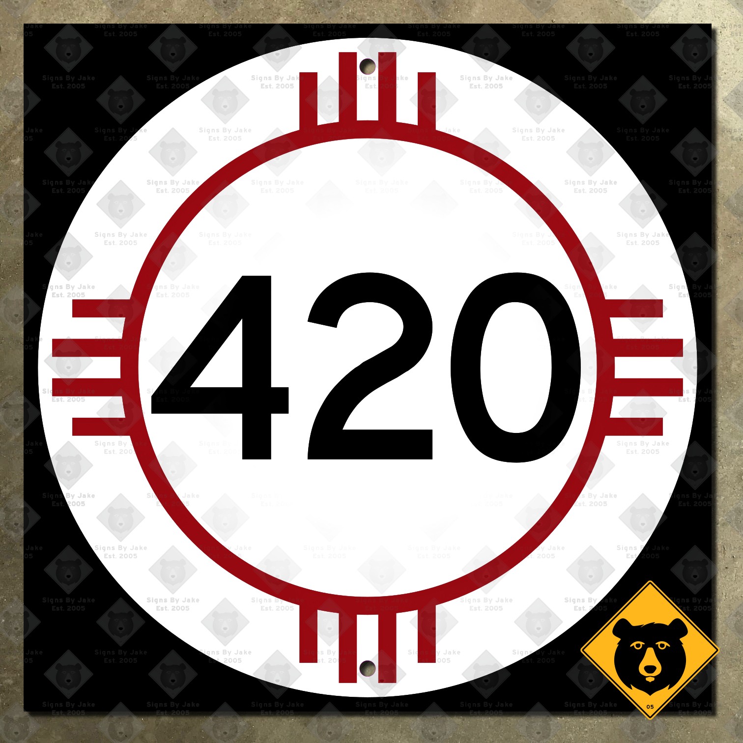 New Mexico State Road 420 zia highway route marker road sign 1962 Amistad 16×16