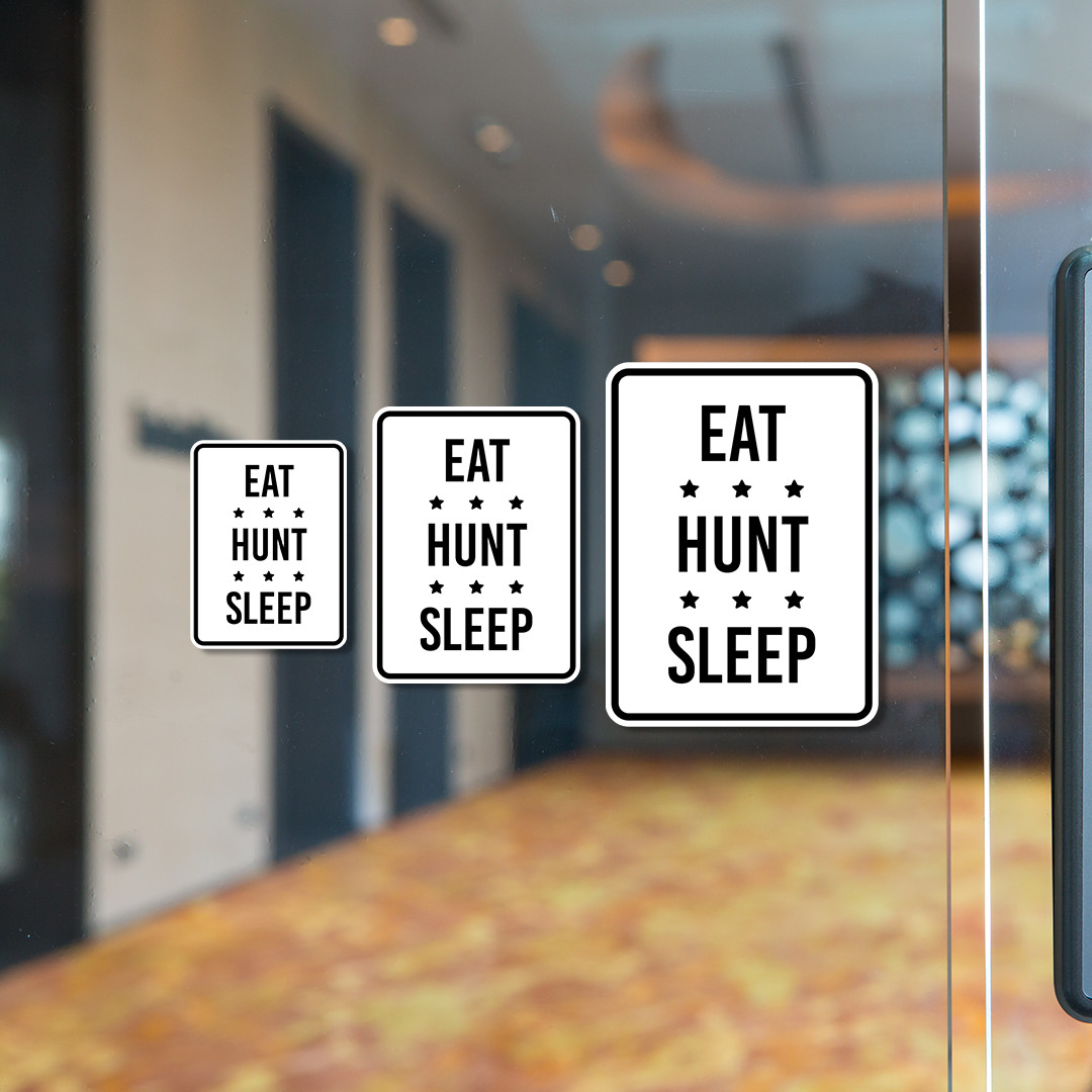 Portrait Round Plus Eat Hunt Sleep Wall or Door Sign | Home Decor