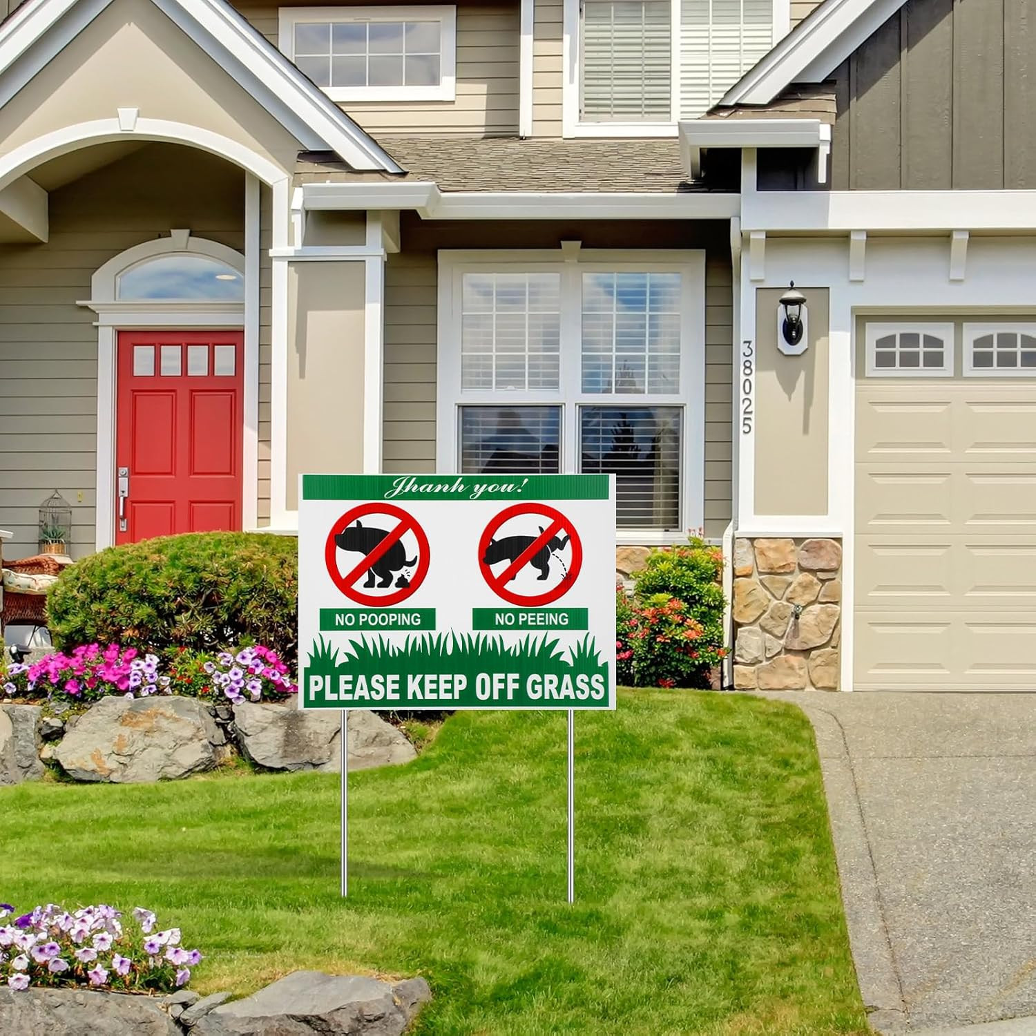 Barydat 4 Pcs No Peeing and No Pooping Dog Sign with Metal Stakes 12 X 16 Inches