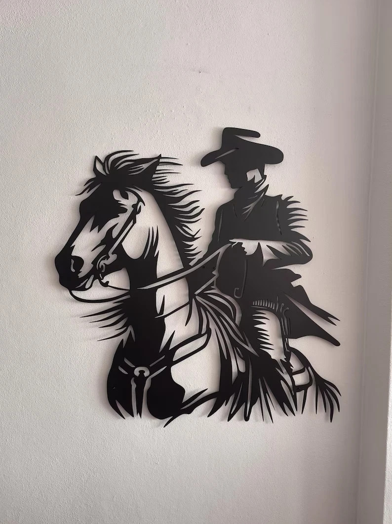 Personalized Cowboy Metal Sign Custom Name Bucking Horse Western Wall Art Decor