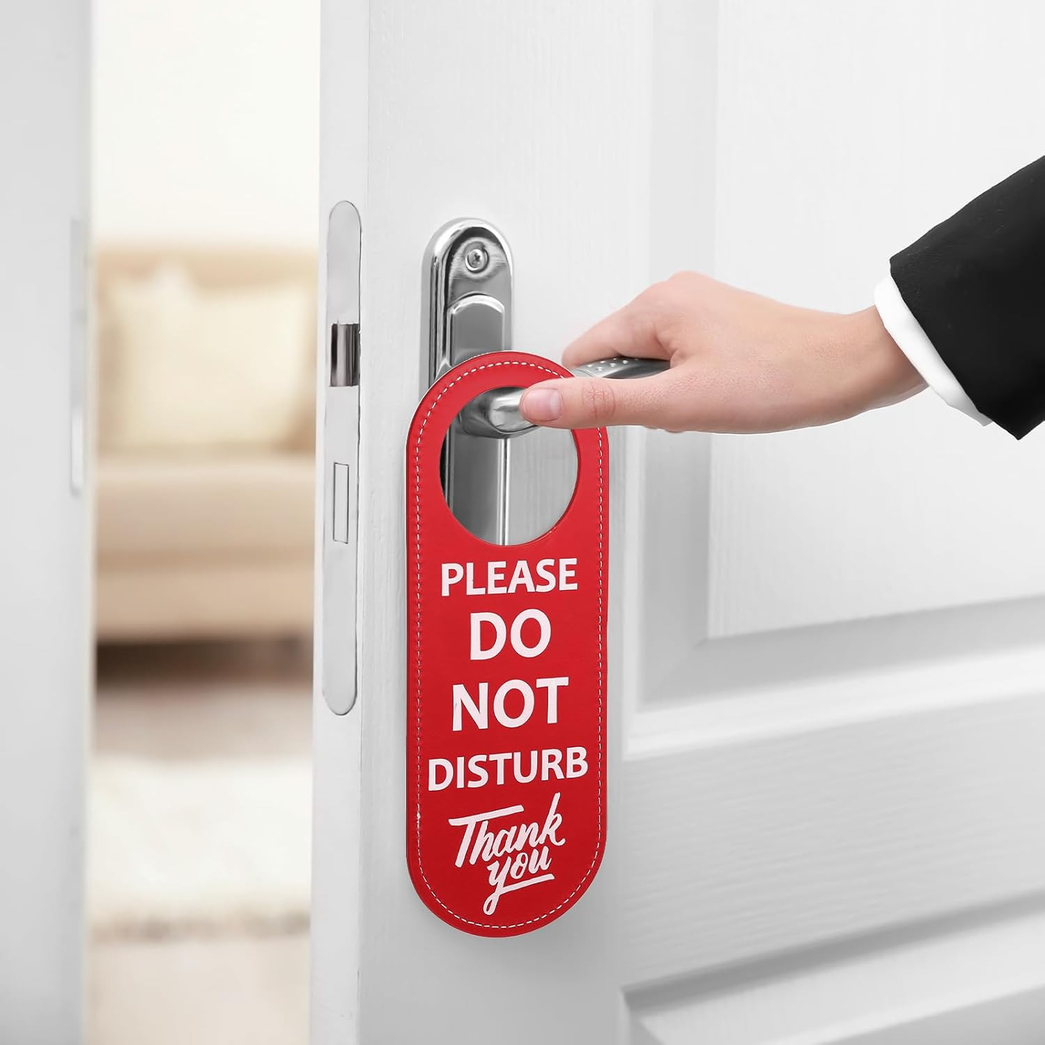 PU Leather Double Sided Please Do Not Disturb Sign, Do Not Disturb Door Hanger S