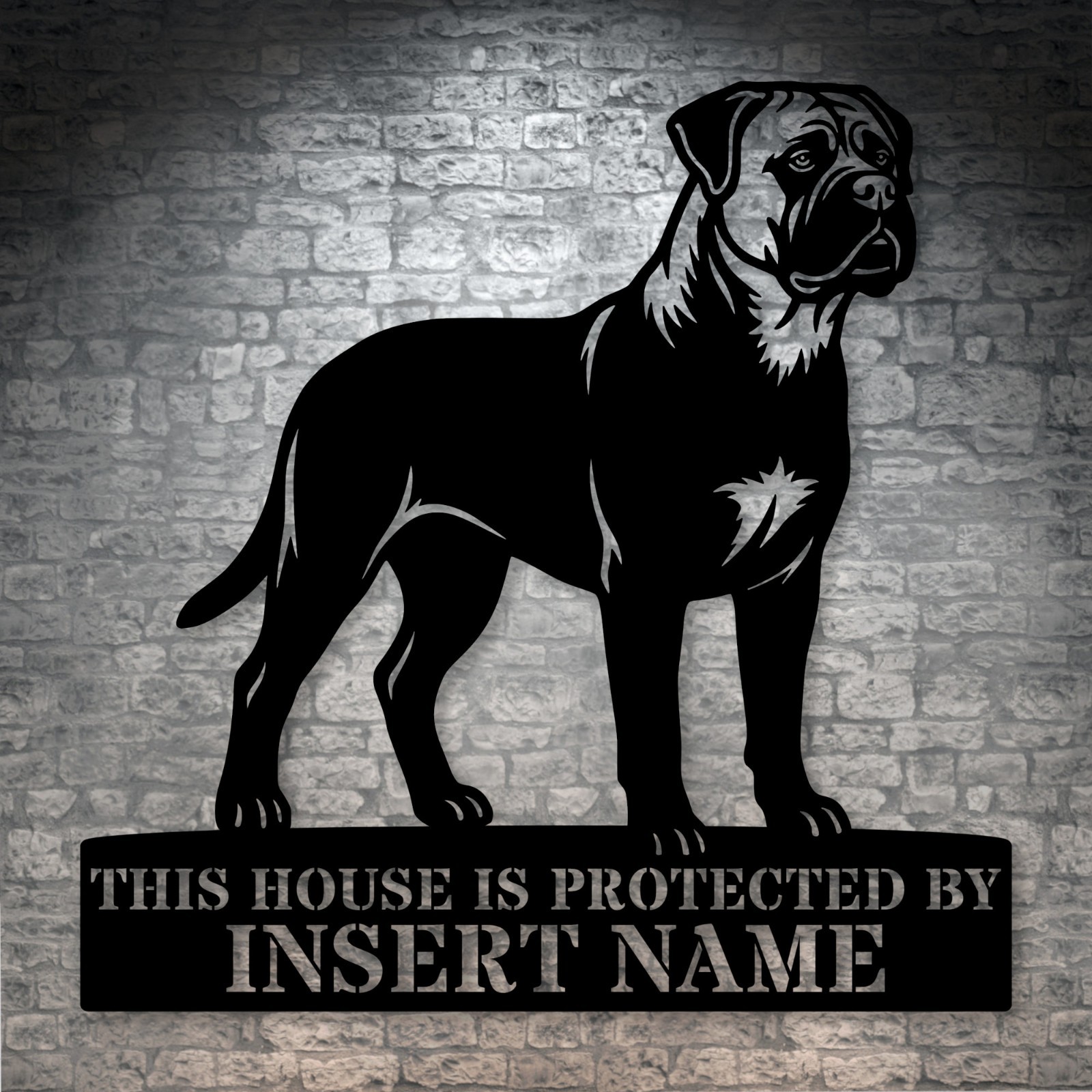 Bullmastiff Guard Dog Name Metal Sign Gift. Custom Dog Protect Wall Decor