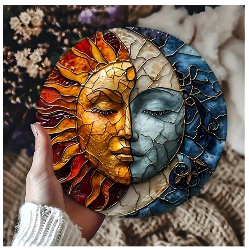 Sun & Moon Yin Yang Metal Art – Outdoor Garden & Home Welcome Wall Decor