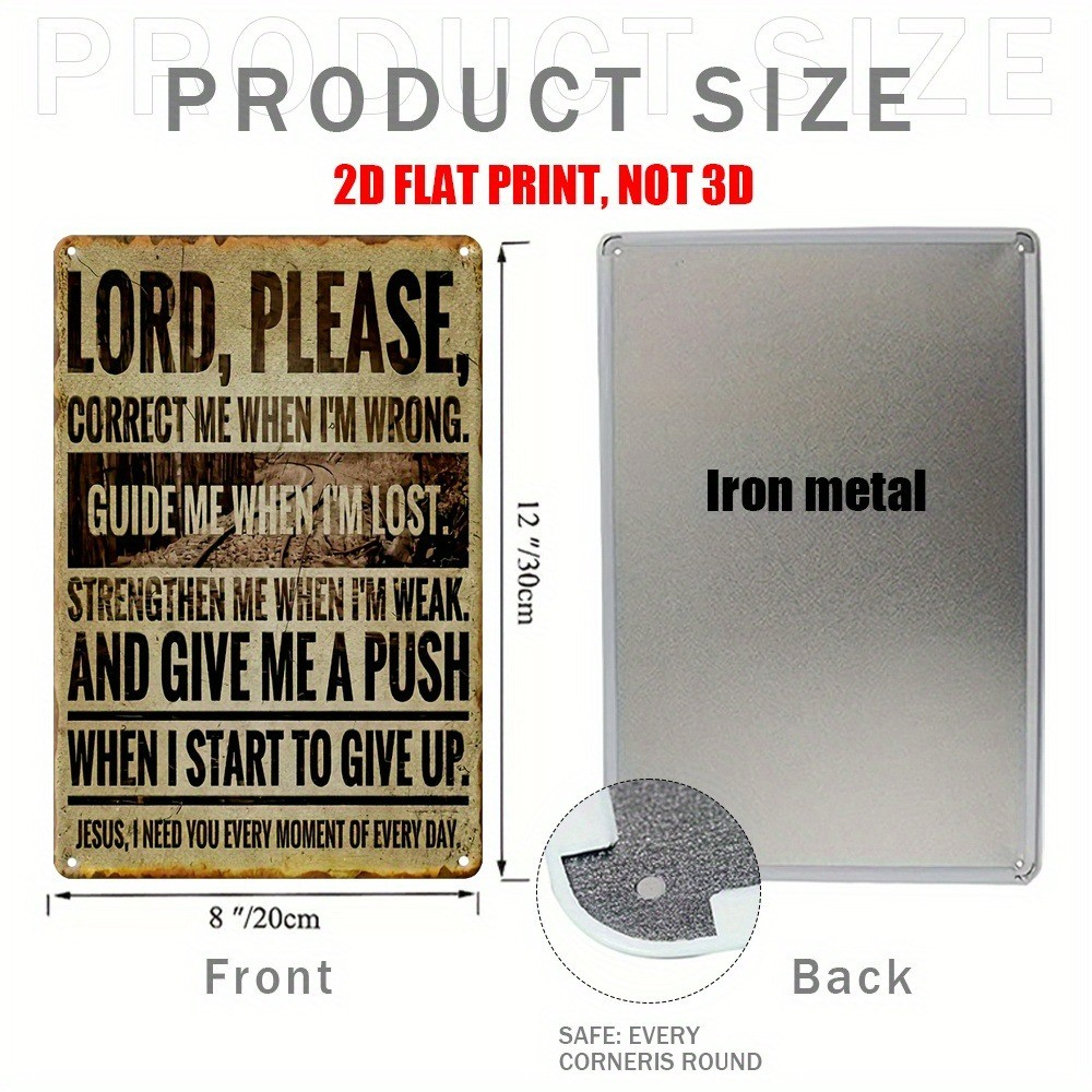 Vintage Spiritual Prayer Metal Sign Lord Guide Inspirational Wall Decor Faithful