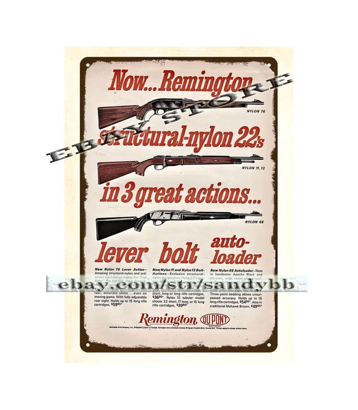 1980 firearmgun Nylon 22 Rifle GUN firearm hunting tin sign old living