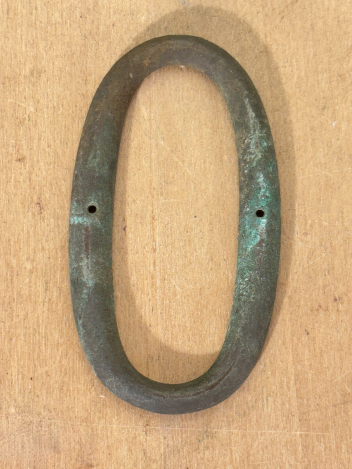 Vintage Solid Bronze House Number “0”, 2.75″h