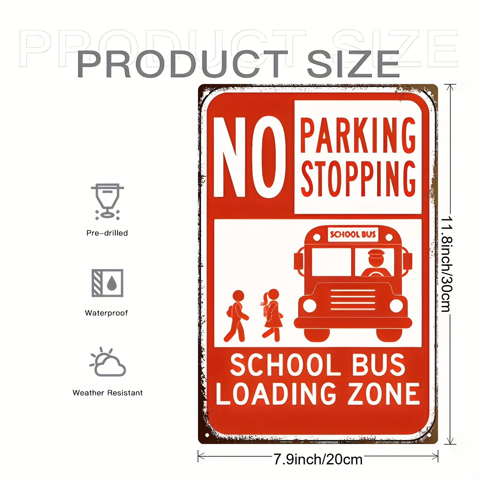No Parking Stopping School Bus Loading Zone Metal Sign Traffic Safety Wall Decor