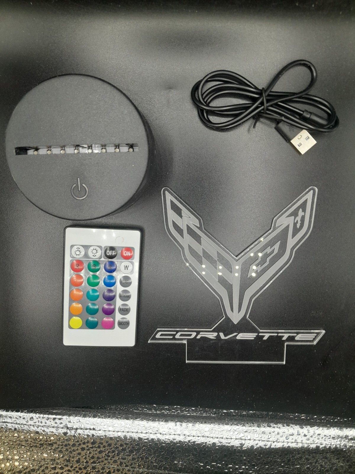 Edge Lit Tabletop Sign, Multi-Colored LED, Desk Lamp, Night Light Chevy Corvette