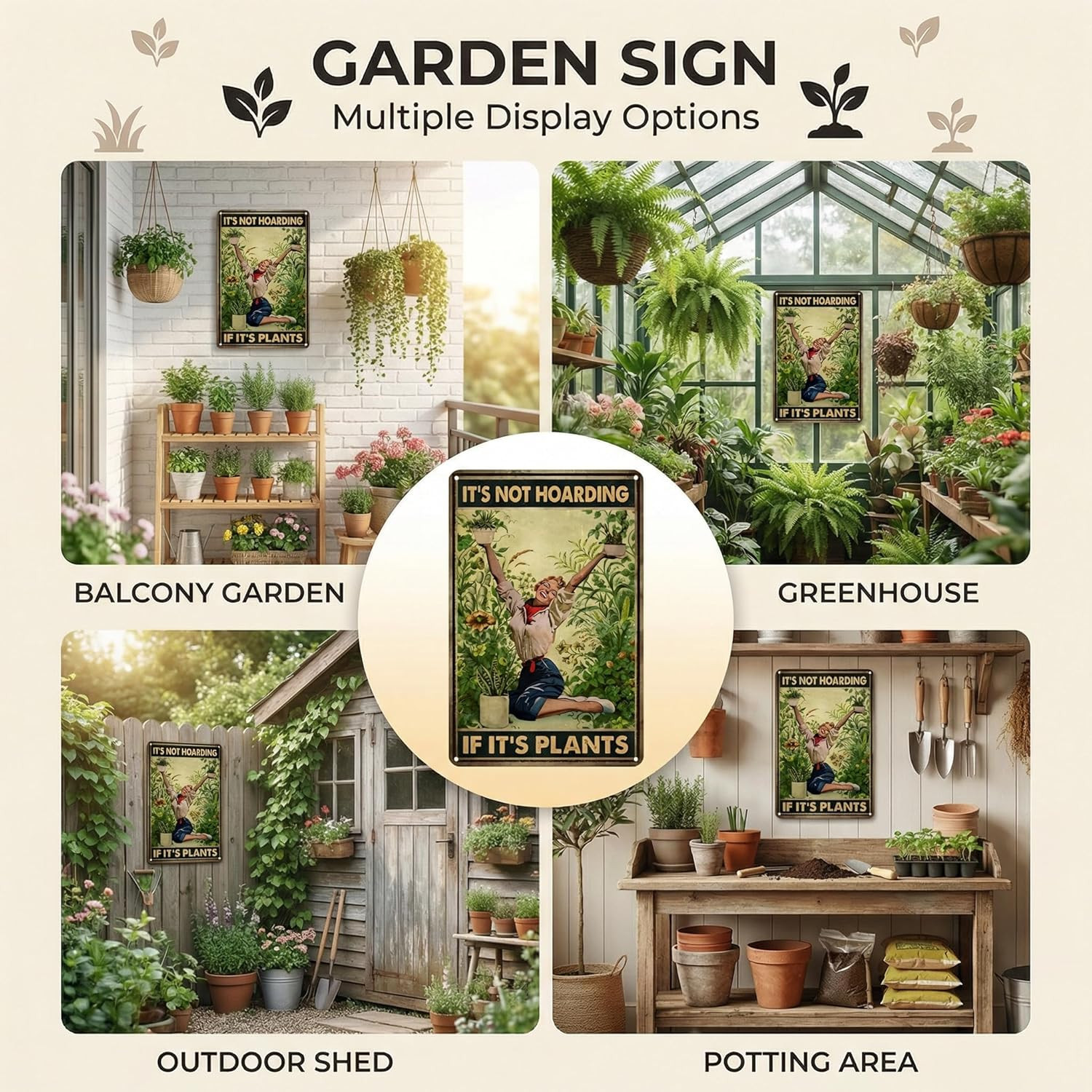 Gardening Gifts It’s Not Hoarding If It’s Plants Vintage Garden Signs for Hom…