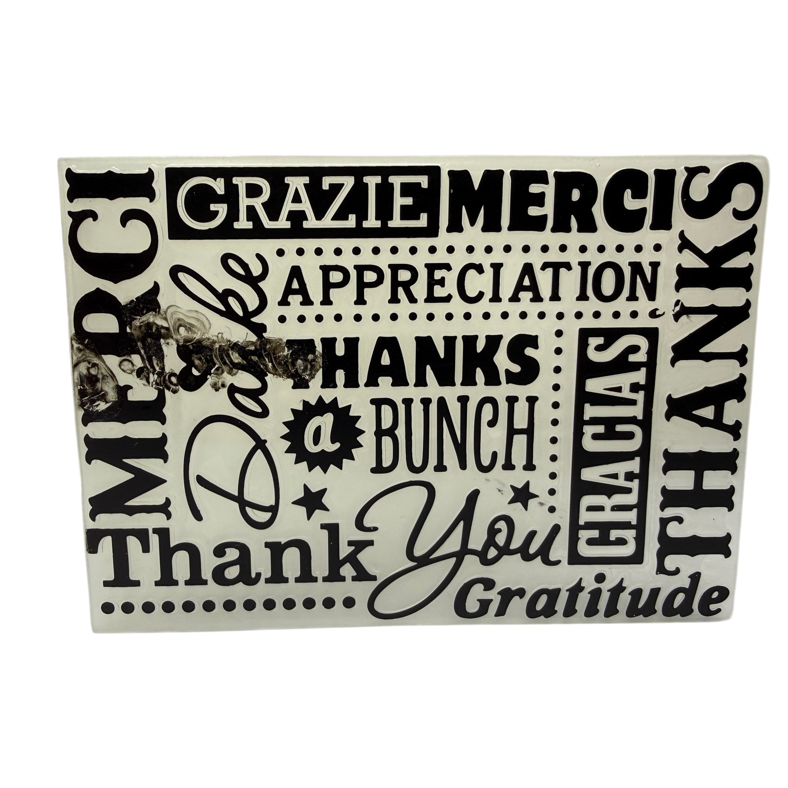 Thank You Gratitude Appreciation Sign Plaque Black White Multilingual Home Decor