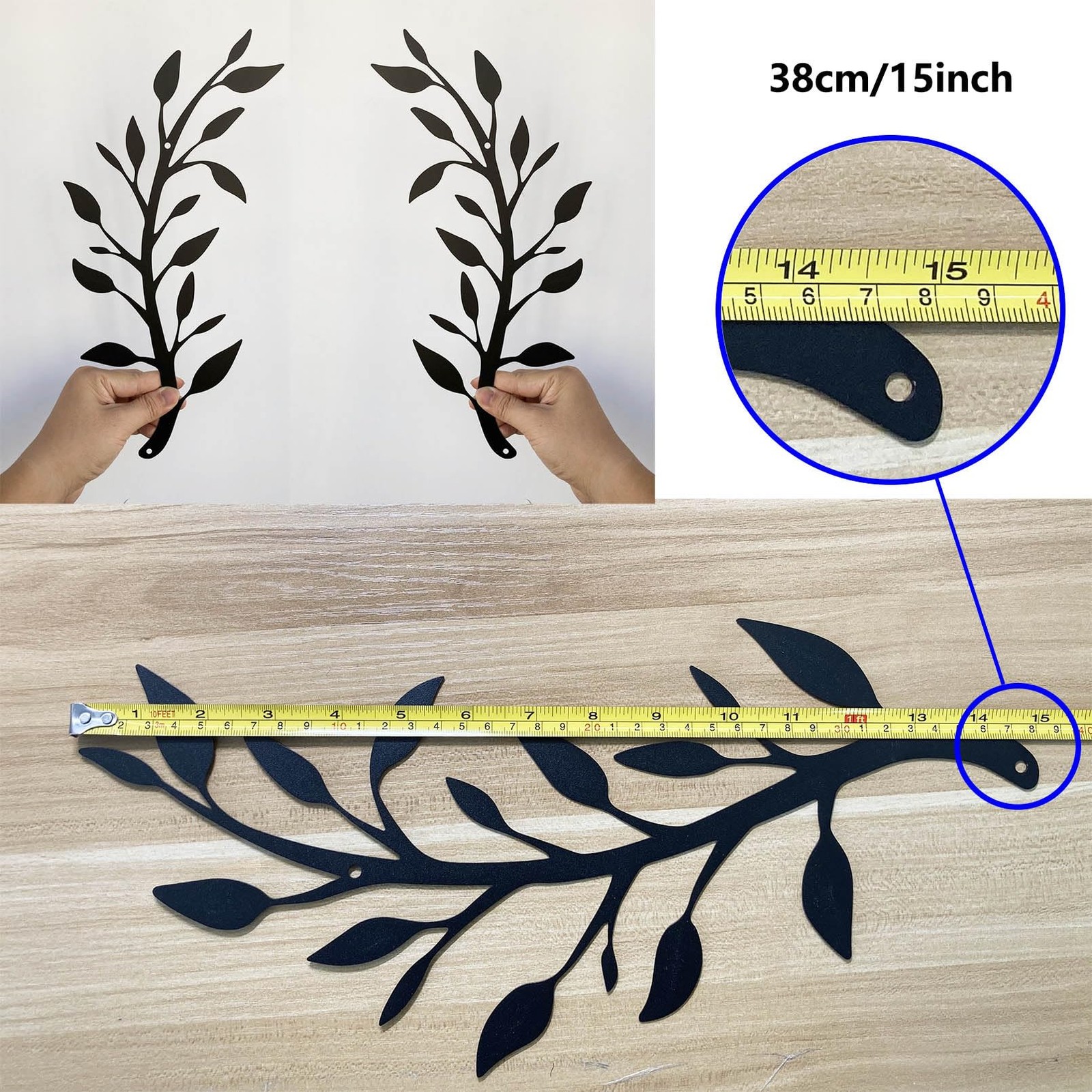 Yuzhuo 2 Pieces Metal Tree Leaf Wall Décor Branch Leaf Wall Art for Indoor Ou…