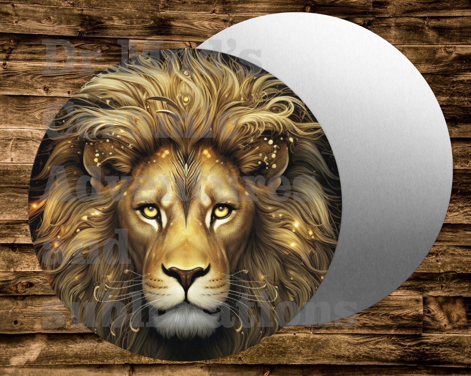 Metal Round Sign LION FACE KING OF THE JUNGLE Wreath Crafts & miniatures