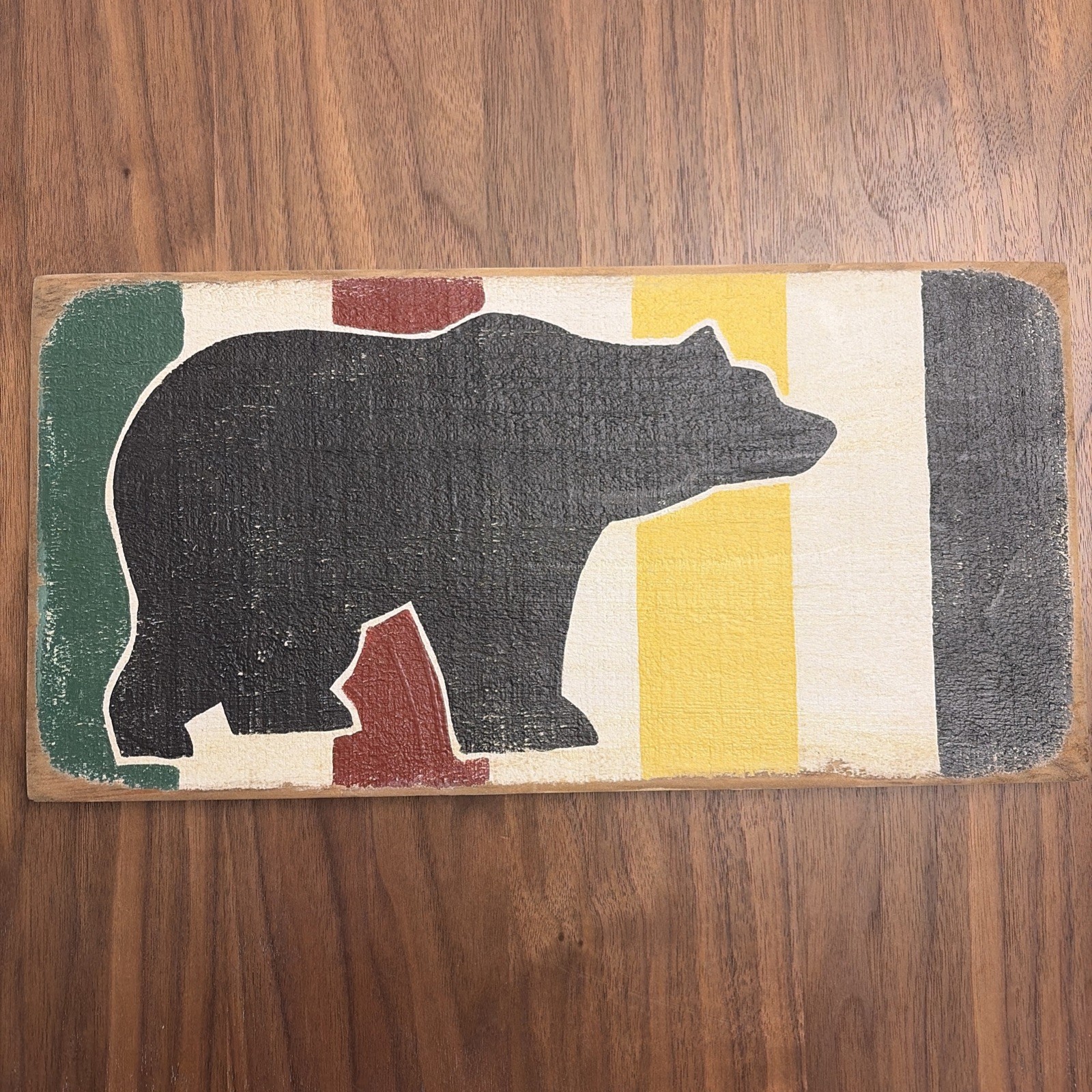 2 Rustic Hudson Bay Style Moose Bear Signs Painted Pine Wood Wall Art Lodge Ski