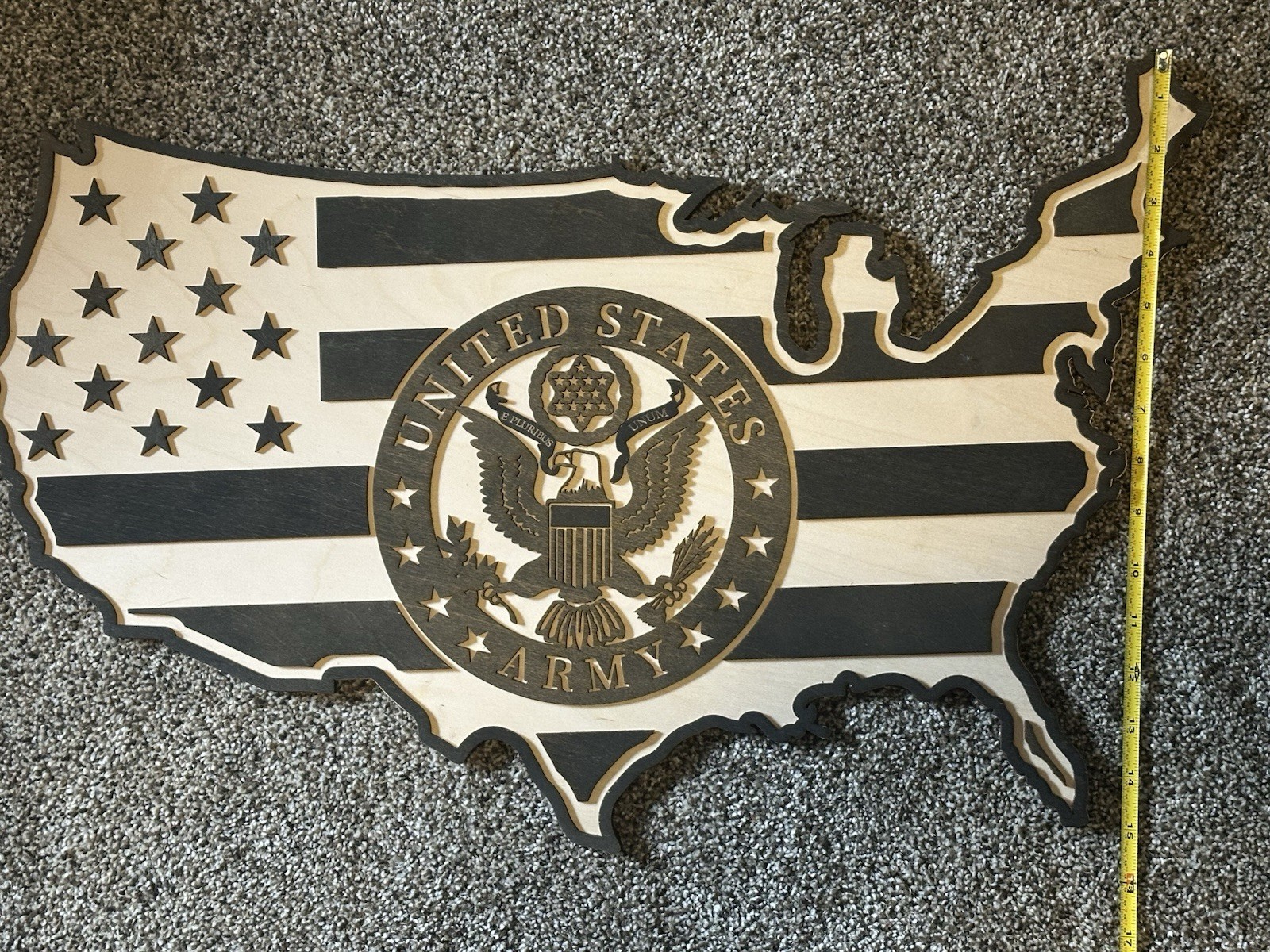 Country Rebel US Army Wood Wall Art USA Flag Map Laser Etched Official Licensed