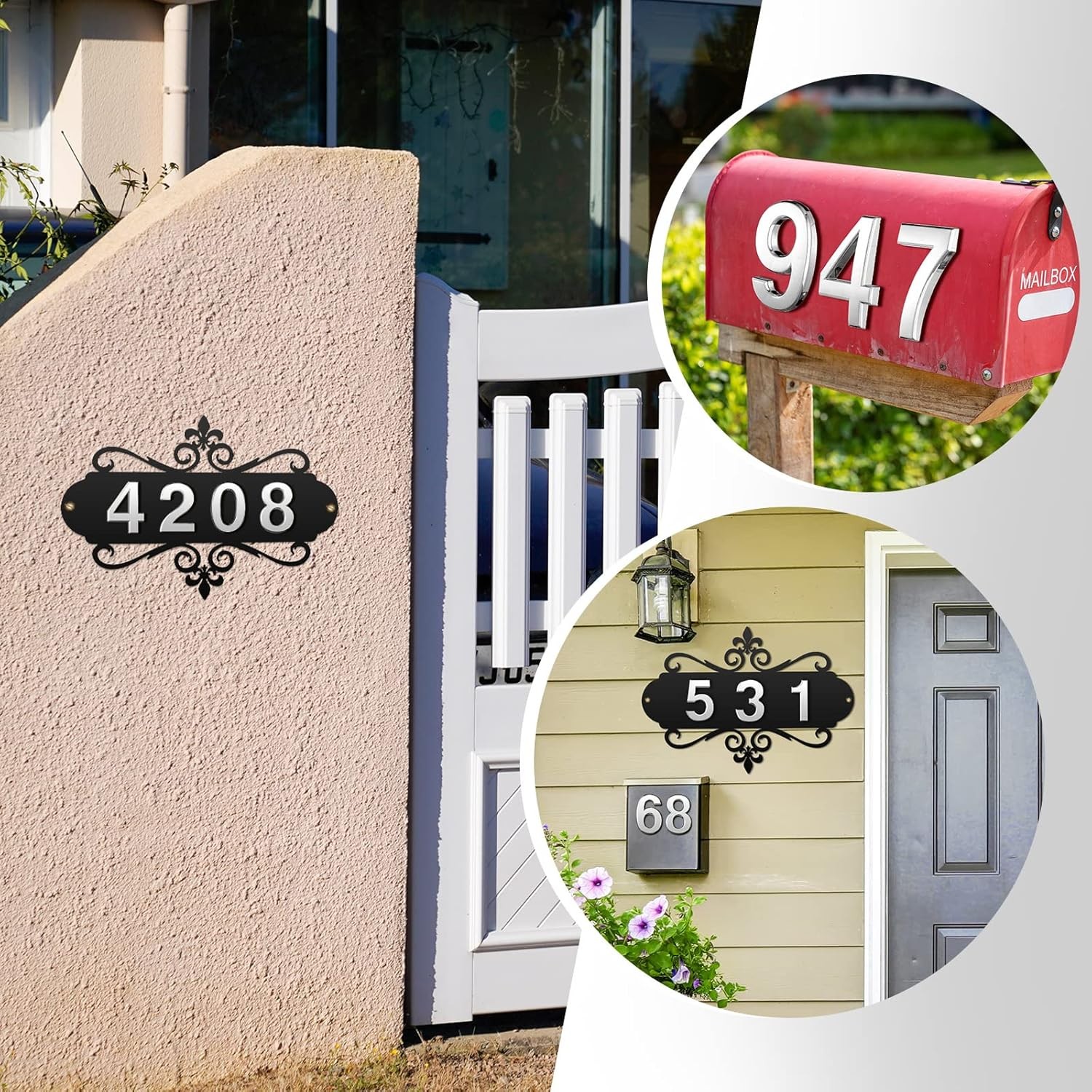 House Address Plaques Metal Sign Outside 13.8 inch, Silver