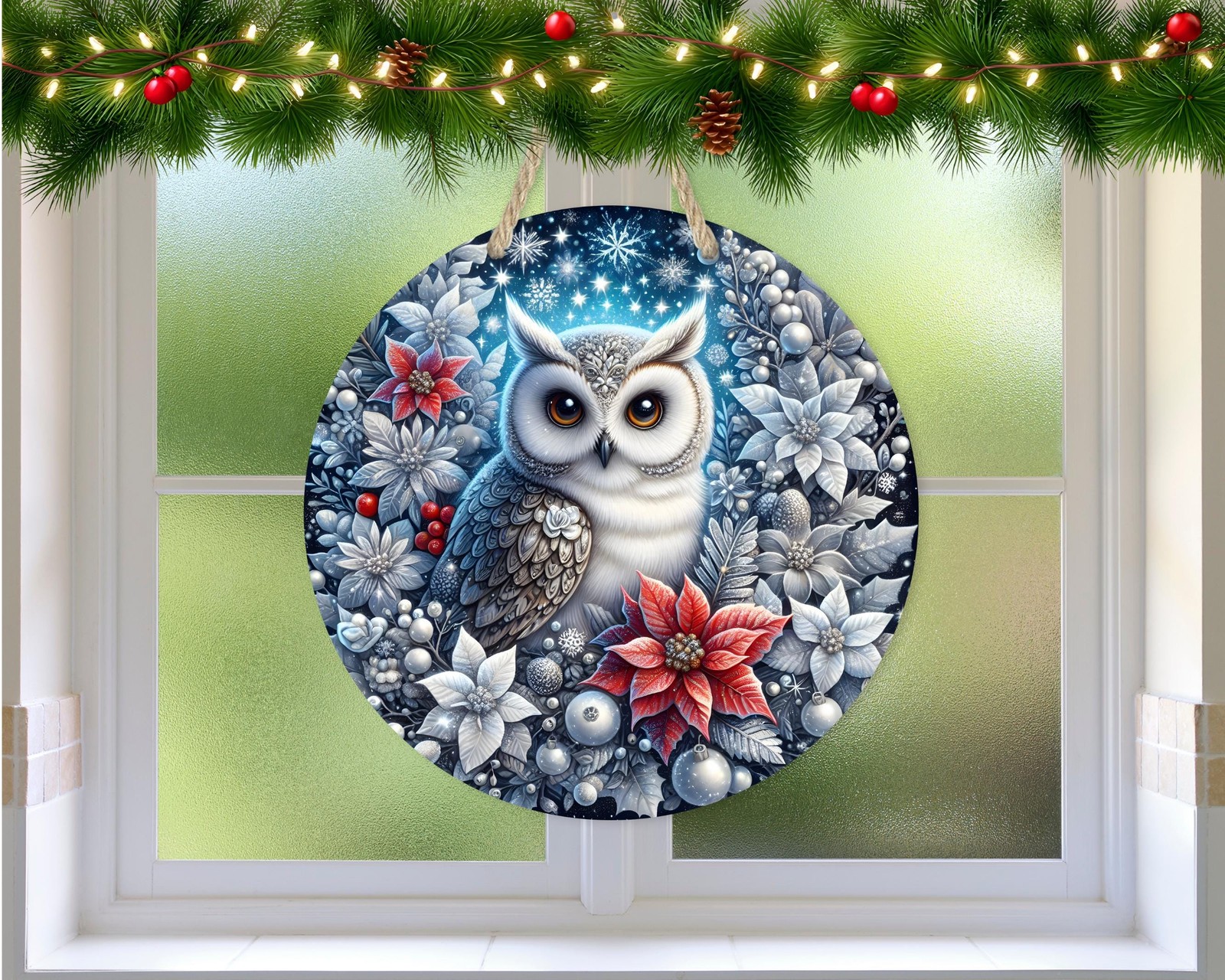 Winter Owl Door Sign Aluminum Outdoor Decor Waterproof Smooth Finish