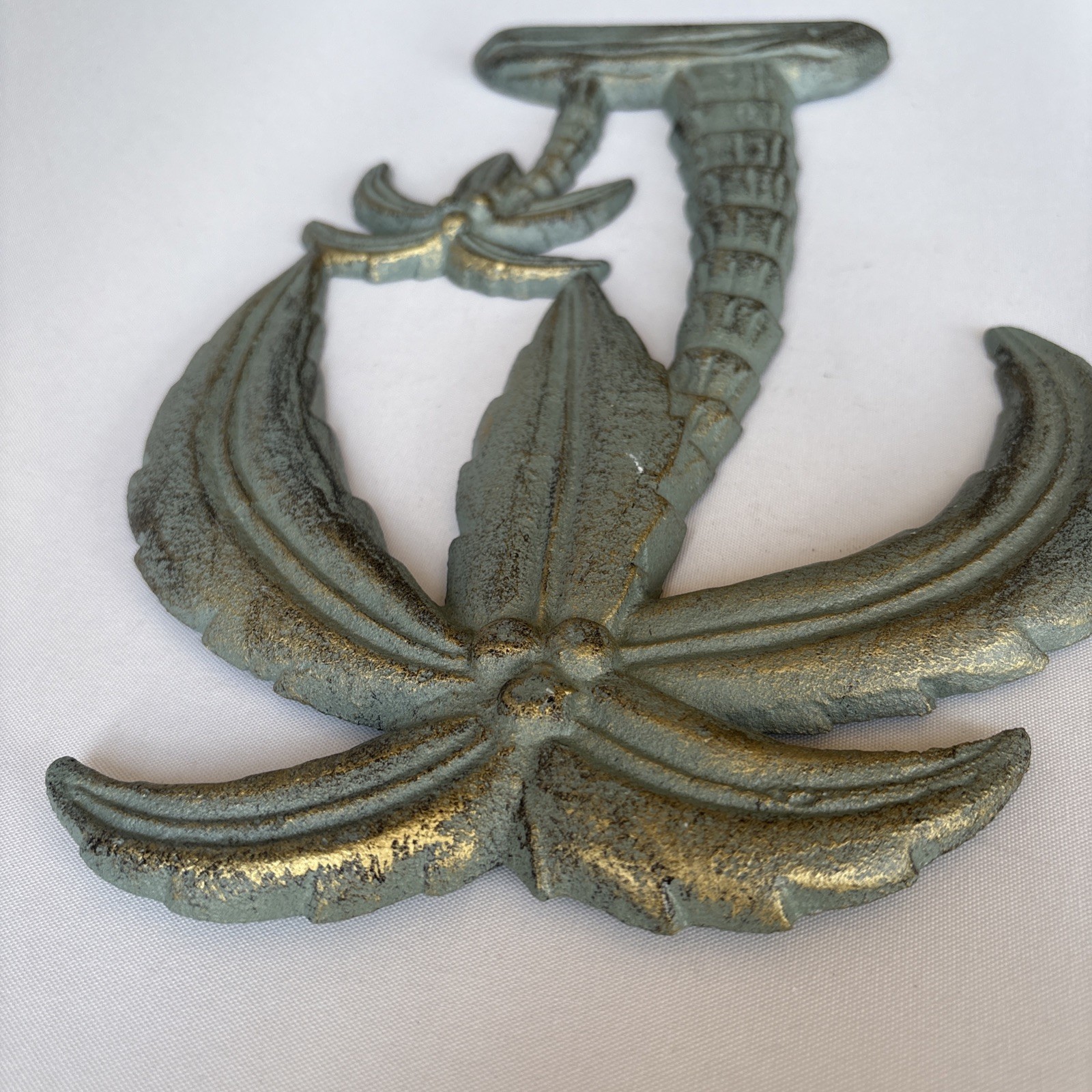 Palm Trees Wall Art Cast Iron Metal Green Gold Home Decor 11″ Tropical Beach Hvy
