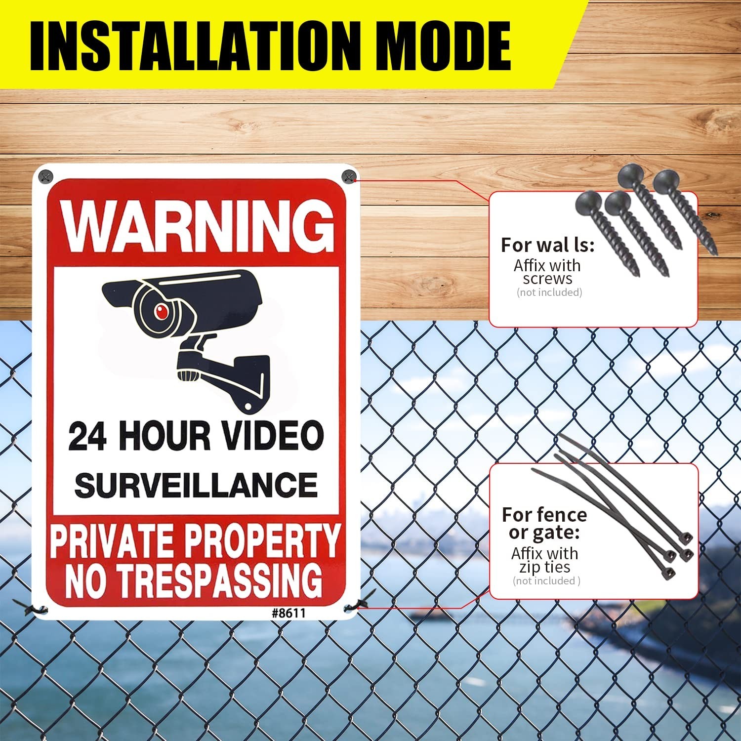Weatherproof Video Surveillance Warning Signs – 4-Pack No Trespassing 10×7 Signs