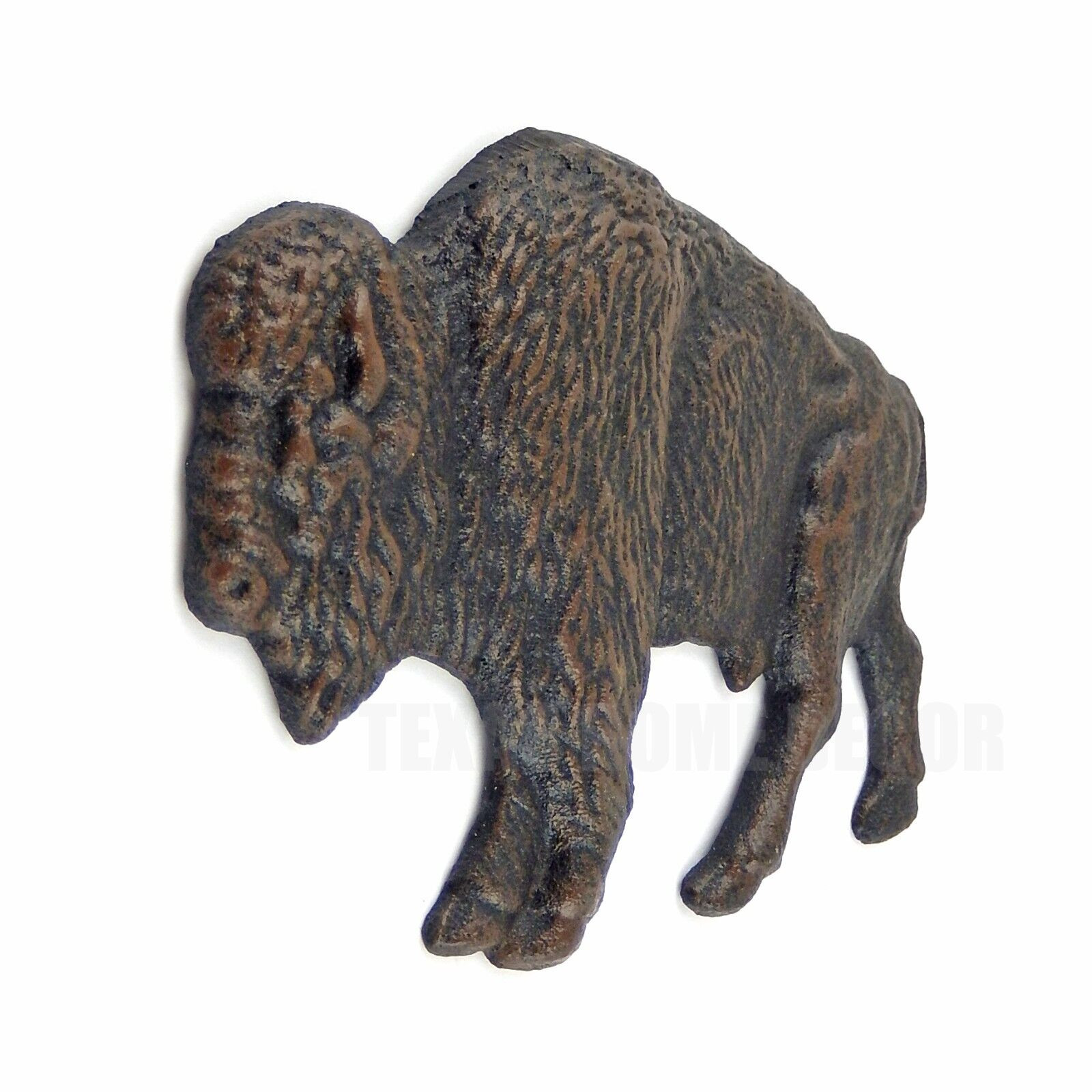 American Bison Buffalo Wall Decor Plaque Cast Iron Figurine Rustic Brown 7 x 5″