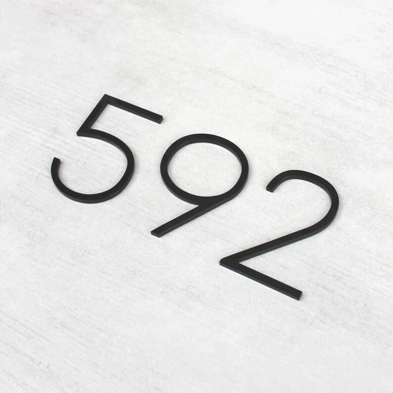 5 Inch Black Acrylic Numbers For House Address Outside Modern Acrylic Sign