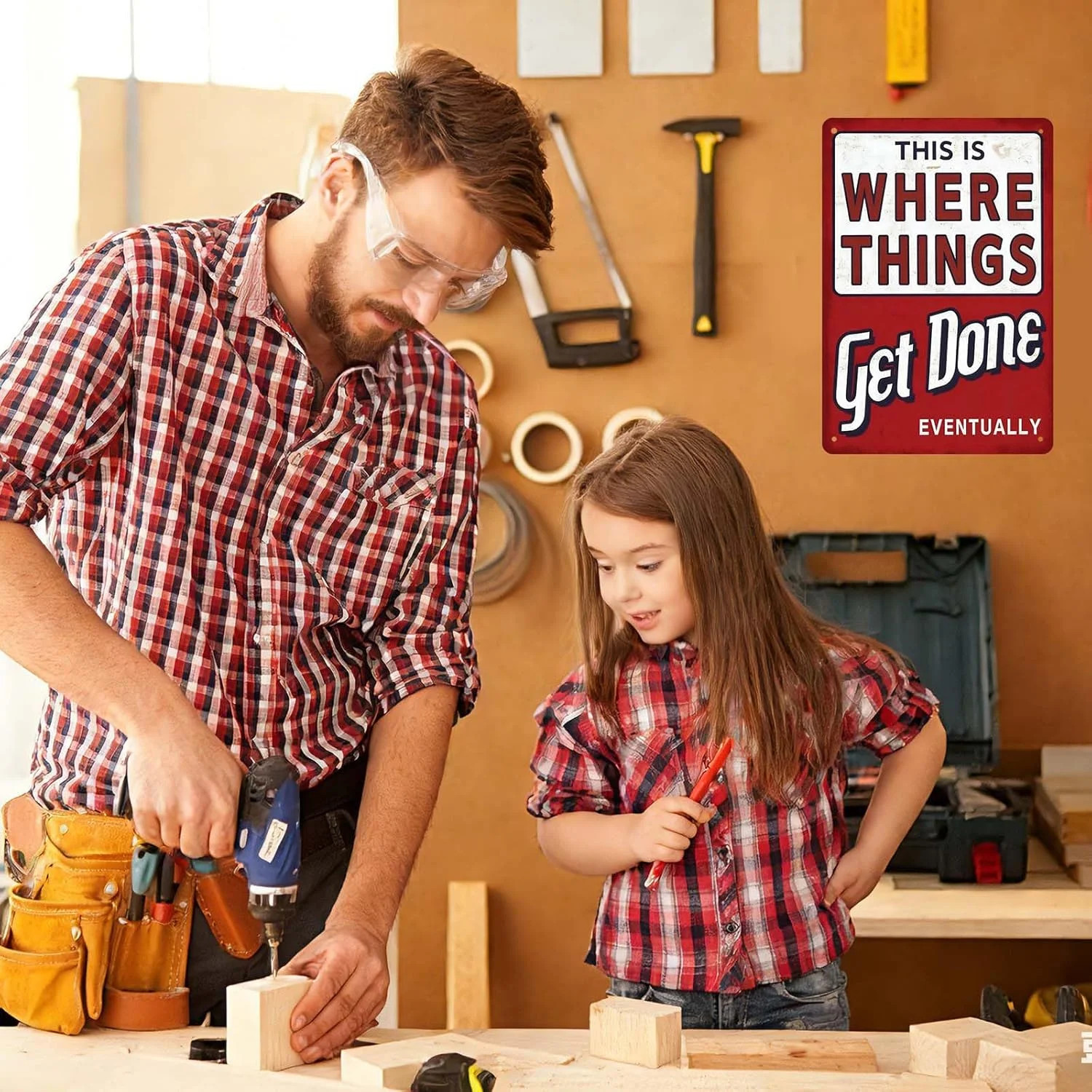 Funny Garage Signs for Men – Where Things Get Done Eventually Metal Sign Vintage