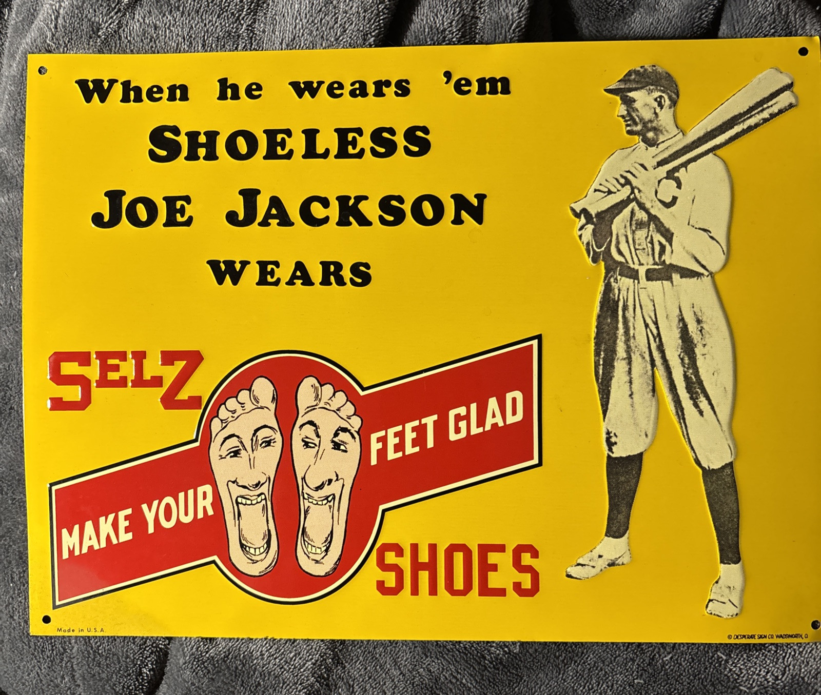 Shoeless Joe Jackson Metal 16×12 in Sign Wall Decor Baseball Garage Shop