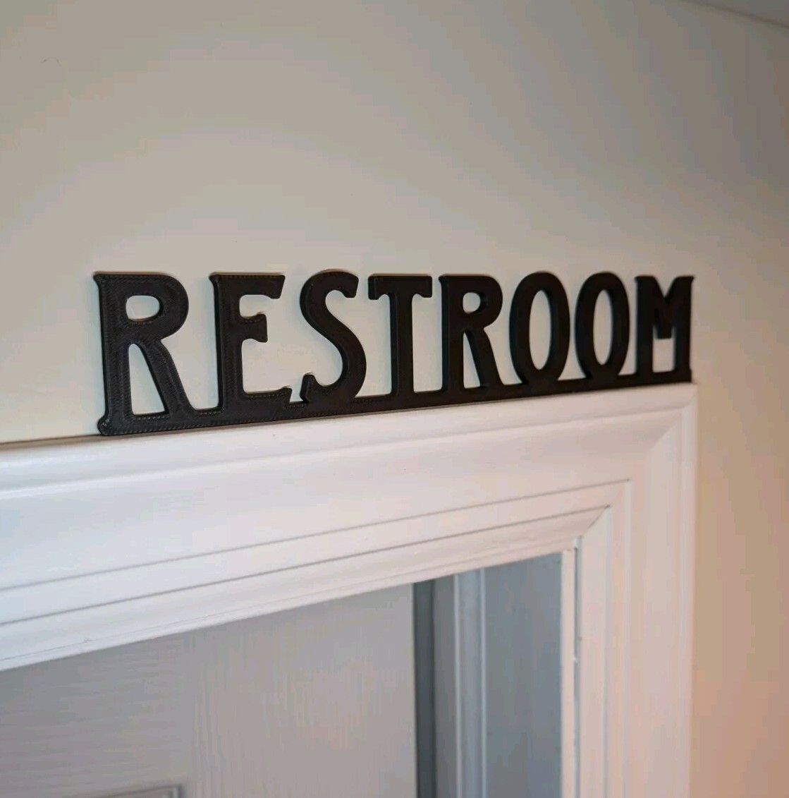 Restroom Door Sign Topper – free standing Plaque for Toilet Bath Room Bathroom
