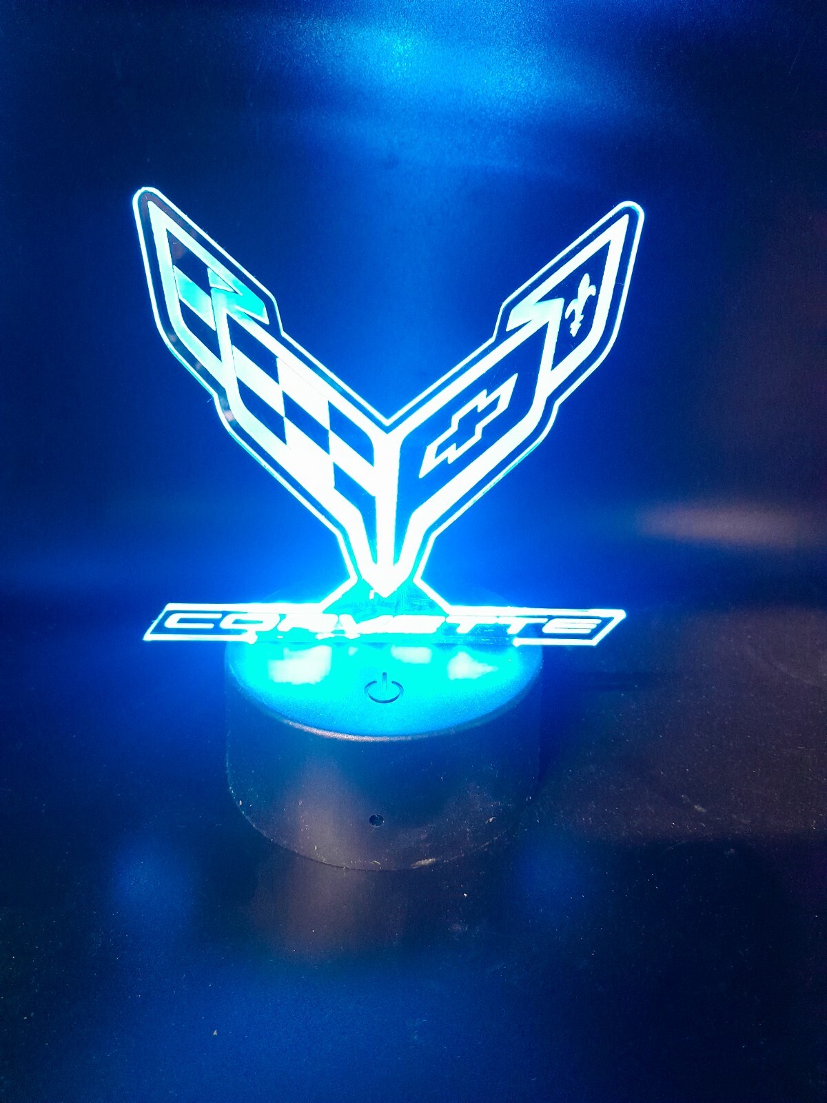 Edge Lit Tabletop Sign, Multi-Colored LED, Desk Lamp, Night Light Chevy Corvette