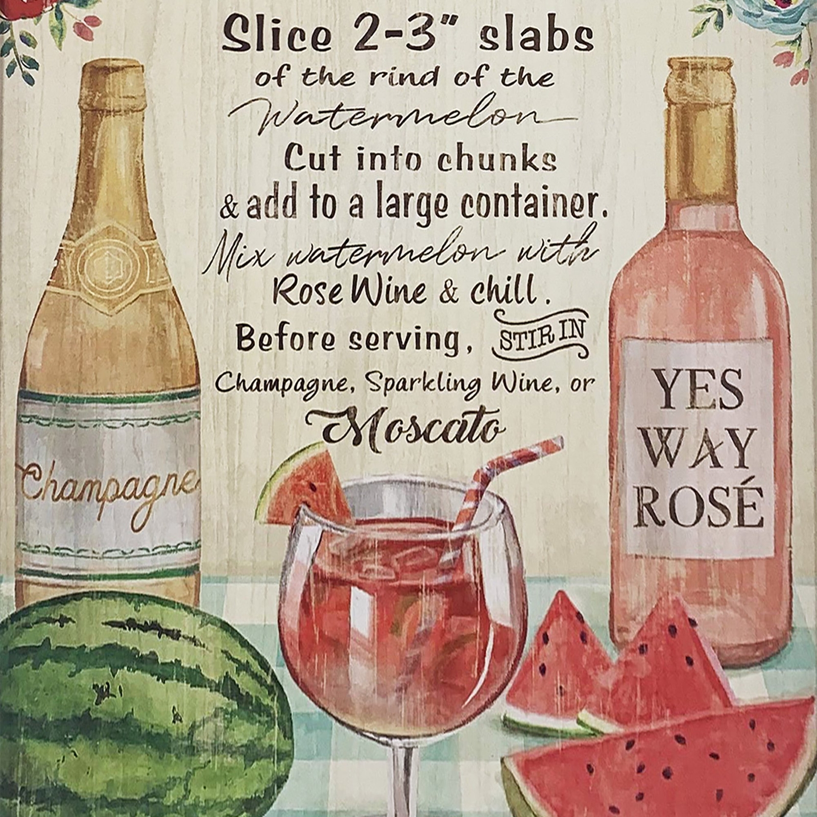 NEW – The Pioneer Woman Summer Watermelon Sangria Decorative Wall Sign 16.5″x11″