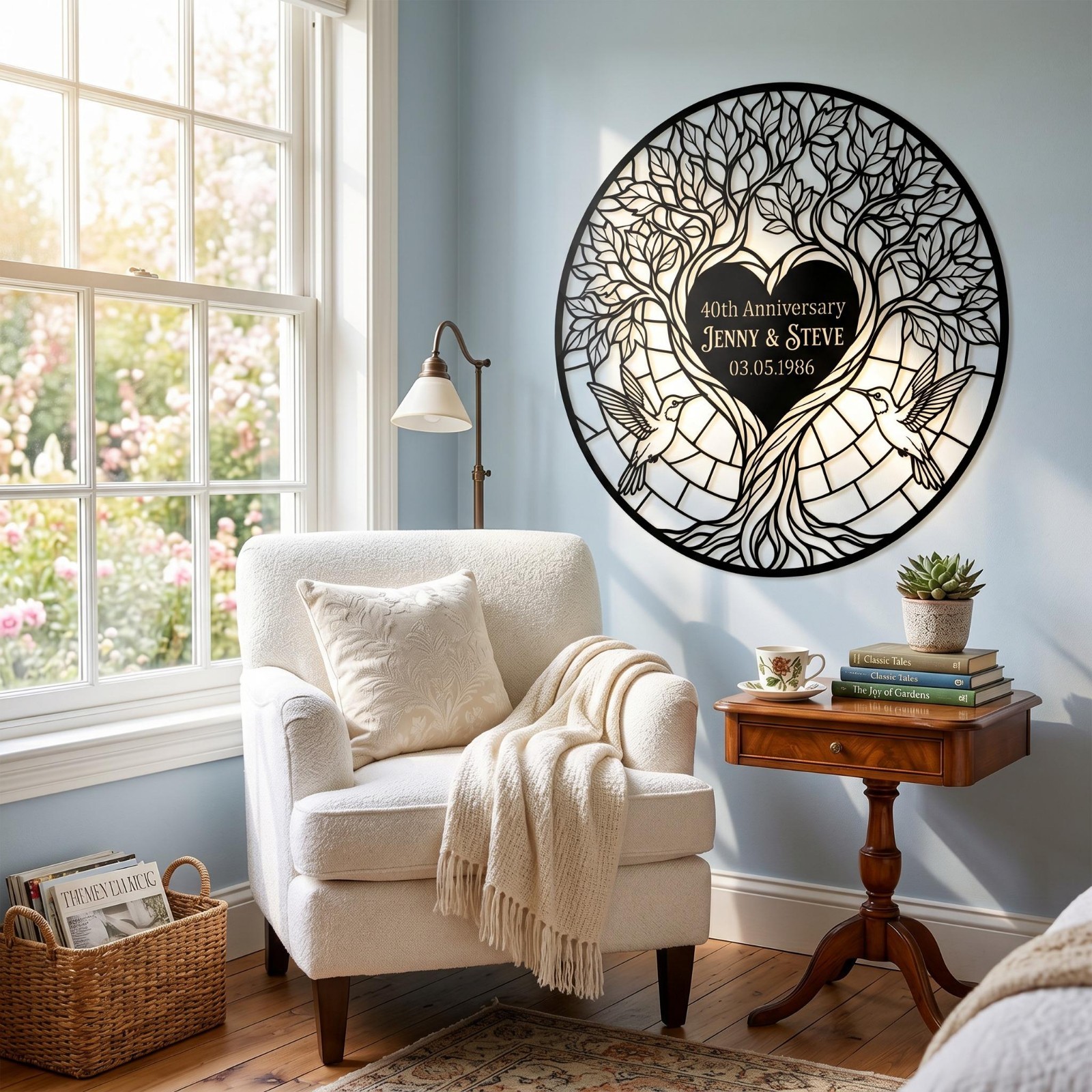 Tree of Life Hummingbird Anniversary Metal Sign Personalized Gift