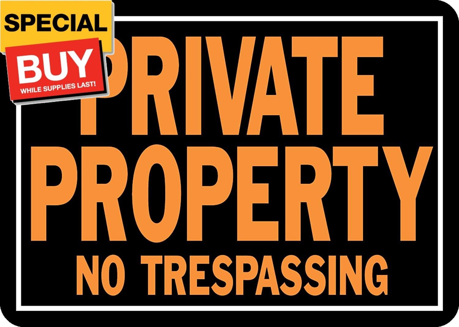 Products 848 Private Property No Trespassing Aluminum Sign 9.25″ X 14″ Orange