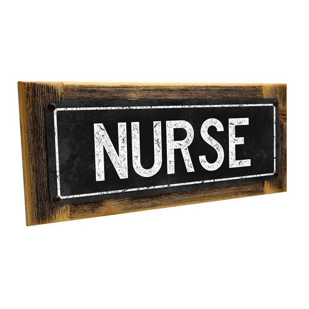 Black Nurse Metal Sign; Wall Decor for Studio and Office