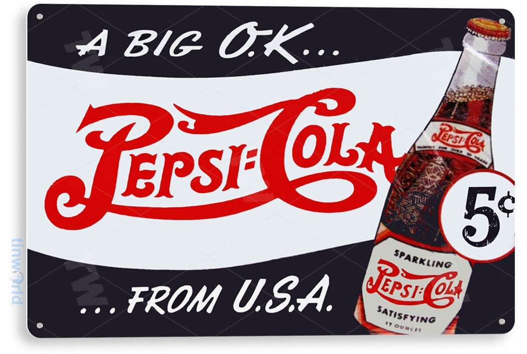 TIN SIGN Pepsi Cola Big OK Metal Décor Wall Art Soda Store A562