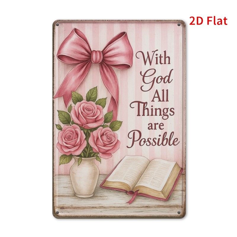 Rustic Christian Gift Metal Sign With God All Things Possible Gift For Believers