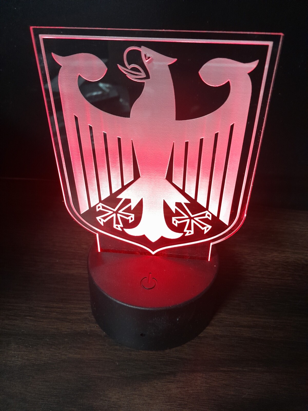 Edge Lit Tabletop Sign, Multi-Colored LED, Night Light German Coat of Arms