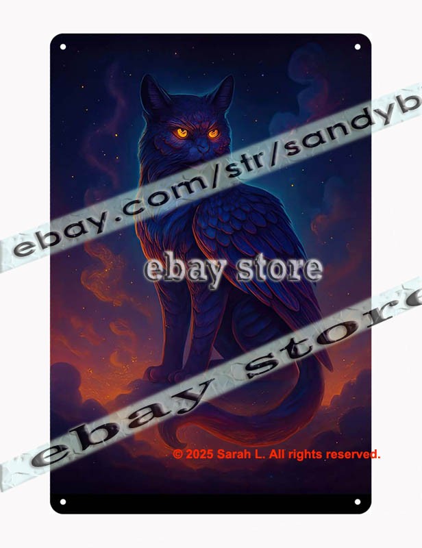 Mystic Night Owl Fantasy Tin Sign Wall Art Metal Decor