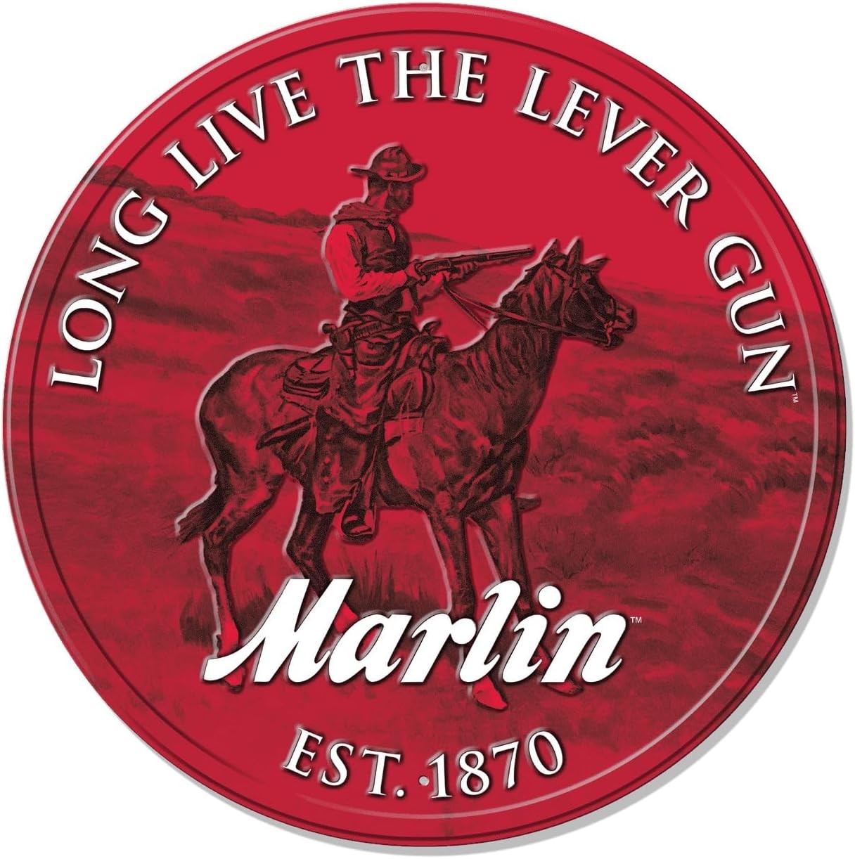 Marlin Long Live The Lever Gun Round Metal Sign Western Cowboy Tin Wall Decor