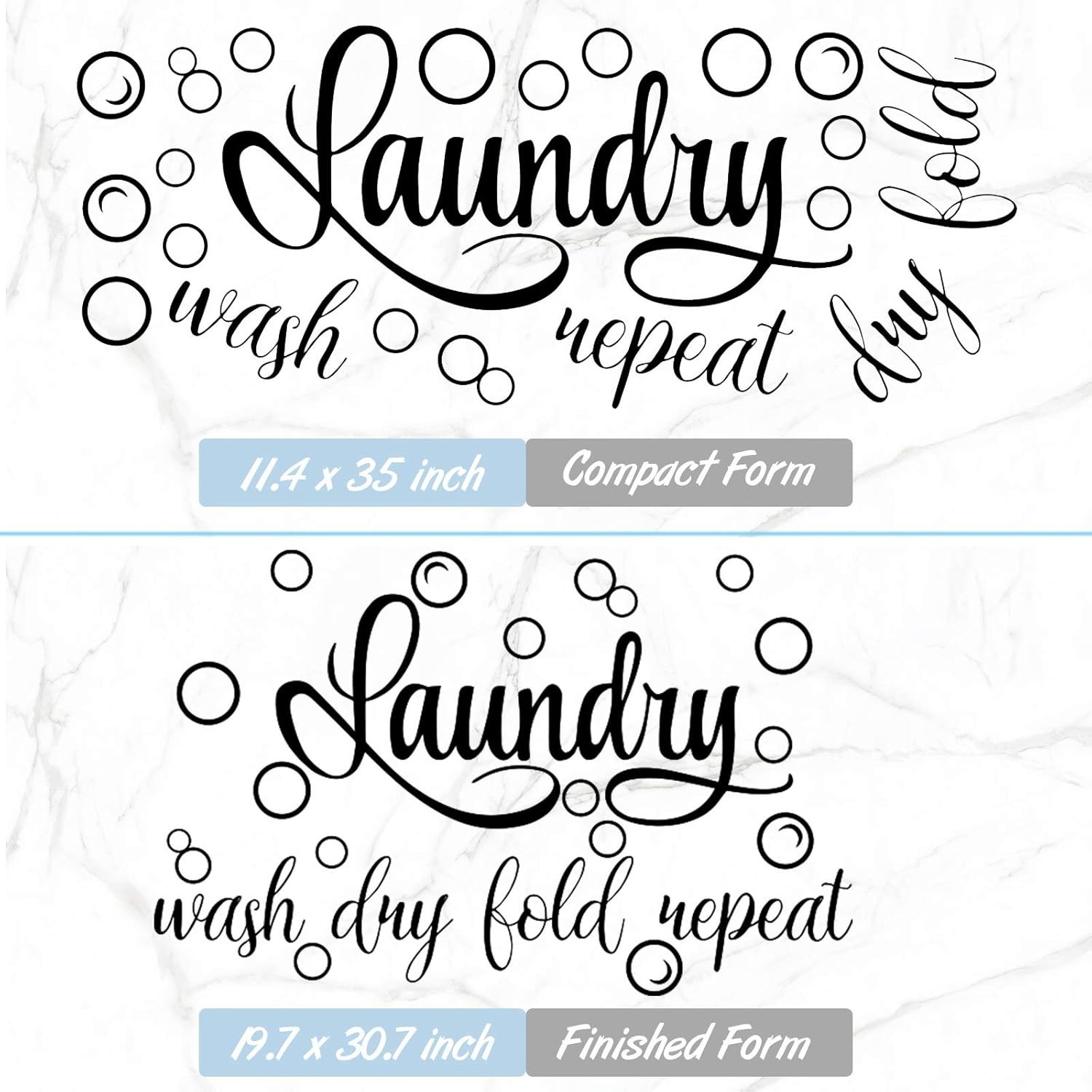 Laundry Room Sign Decals Decor Bubble Quote Stickers Wash Dry Fold Repeat Wall S