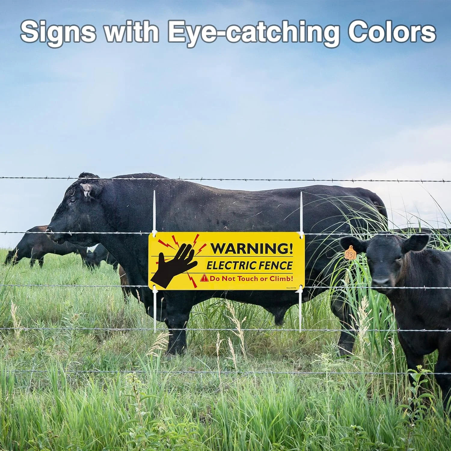 5-Pack Reflective Electric Fence Warning Signs,10×3.5 Inch High Voltage Danger S