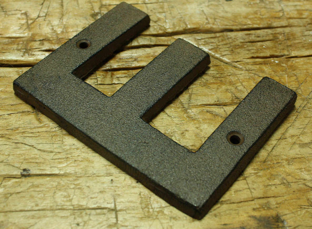 Cast Iron Industrial LETTER E Sign Rustic Brown 5″ tall Alphabet
