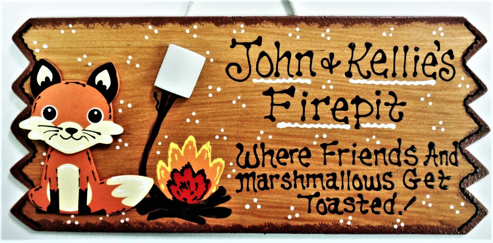 Personalize FOX FIREPIT Name SIGN Fire Pit Backyard Deck Camp Rustic Wall Plaque