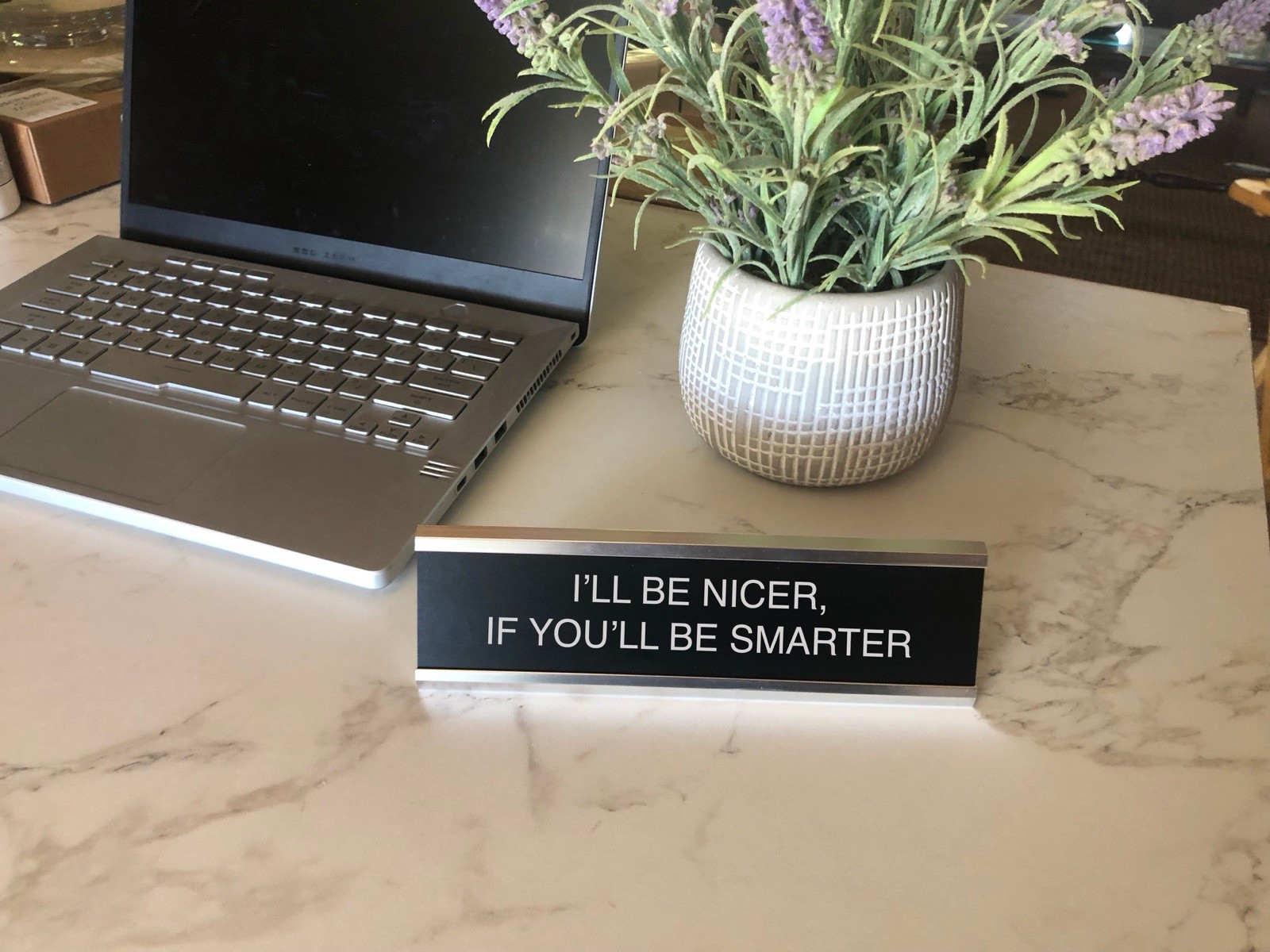 Funny Office Desk Plaque-“I’LL BE NICER, IF YOU’LL BE SMARTER”-Coworker Gift