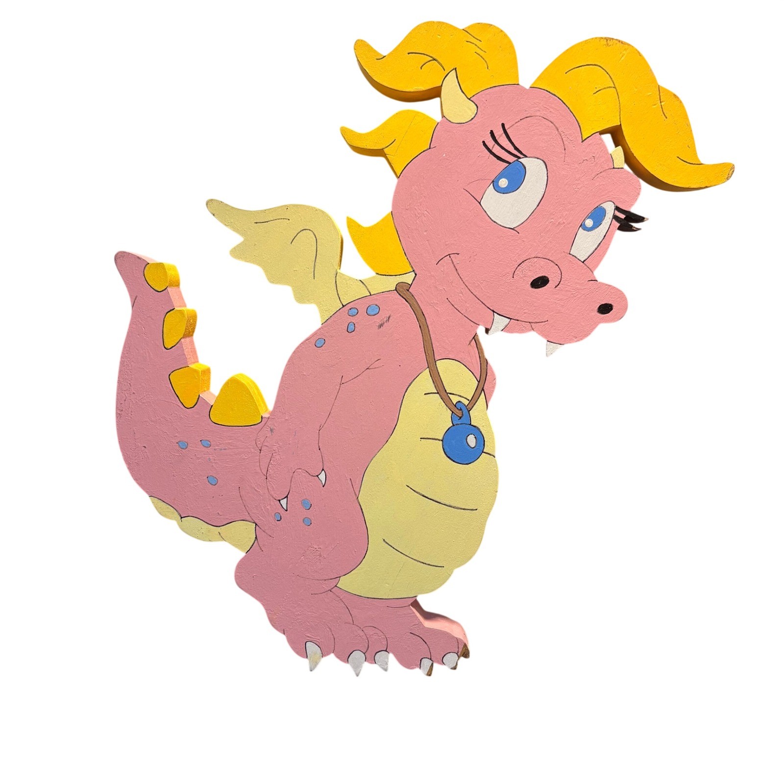 Unbranded Dragon Wall Art Kids 22×17 Pink Good Hand Carved Painted Wood Plaque