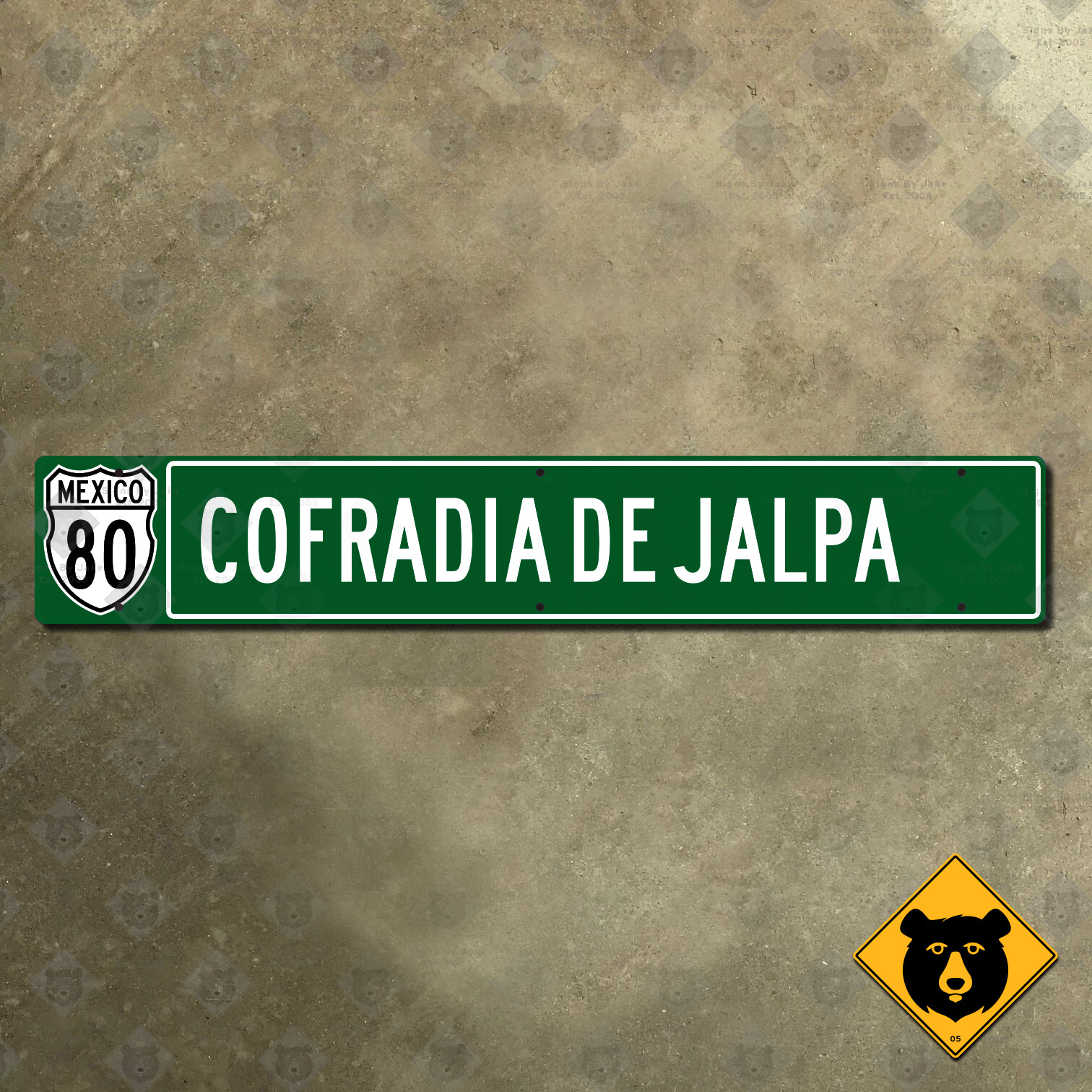 Mexico Federal Highway 80 Cofradia de Jalpa guide road sign marker 1200×200 mm